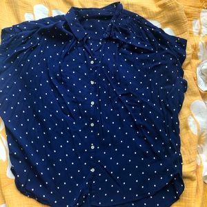 Madewell polka dot buttondown blouse, size XL